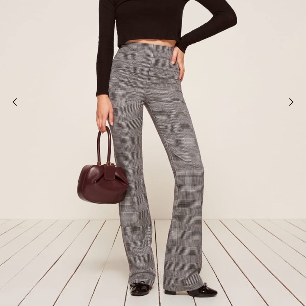 REFORMATION Cara Plaid Stretchy Flare Pant 0 XS